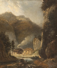 Subalpine Valley with a Village below by Henrietta Georgiana Marcia Lascelles Chatterton