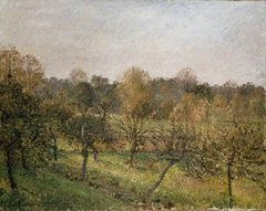 Sunset at Éragny-sur-Epte, Autumn by Camille Pissarro