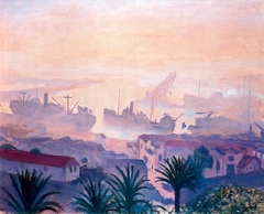 The port of Algiers with haze by Albert Marquet