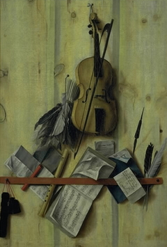 Trompe l'oeil with Violin, Music Book and Recorder by Cornelis Norbertus Gijsbrechts