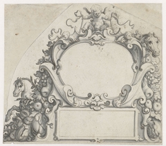 Twee cartouches met een putto bovenaan by Pieter Jansz