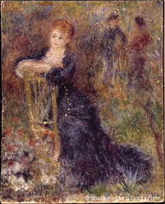 Jeune femme assise dans un jardin by Auguste Renoir