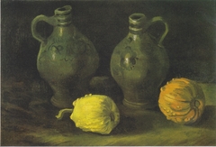 Still life with two jugs and pumpkins by Vincent van Gogh