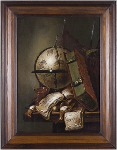 Vanitas stilleven met hemelglobe en bijbel by Petrus Schotanus à Sterringa