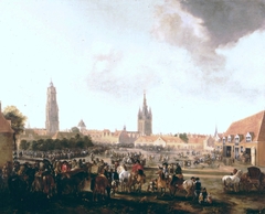 View of the Horse Market in Delft by Pieter Wouwerman