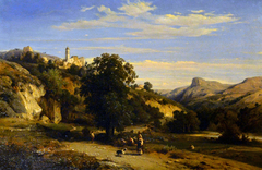 View of the village of Cagnes, near Antibes by François Antoine Léon Fleury