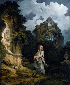 Visitor to a Moonlit Churchyard by Philip James de Loutherbourg