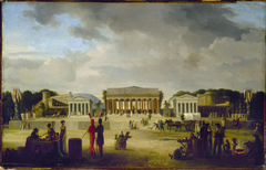 Vue du grand théâtre élevé sur la place de la Concorde pour la fête de la Paix, le 18 brumaire, an X (9 novembre 1801) by Jean-Baptiste Cazin