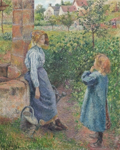 Woman and Child at the Well by Camille Pissarro